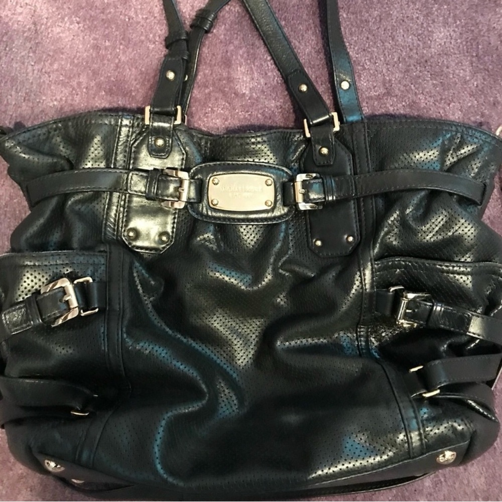 Large black leather Michael Kors tote